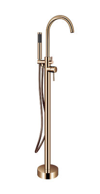 OEM Single Lever Free Standing Tub Faucet Floor Mount With Diverter Rose ทองแดง