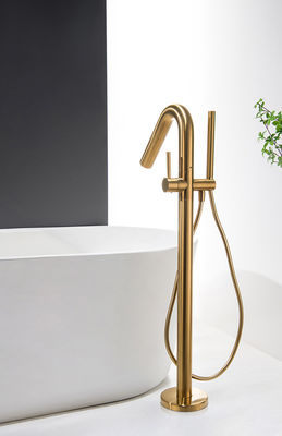 โรสทองทองเหลือง ฟรียืนตู้อาบน้ํา Faucet OEM Single Lever พื้นติดตั้ง