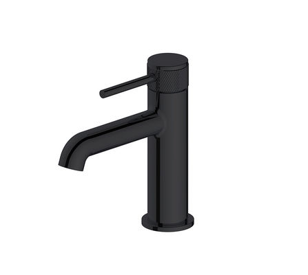 แมทท สีดํา บานผสมกรองน้ํา รูปทรงวงกลม Knurl Handle Single Lever ห้องน้ํา