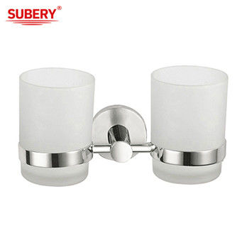 SUS 304 Double Tumbler Holder Glass Polished Chrome OEM ODM สีแดง