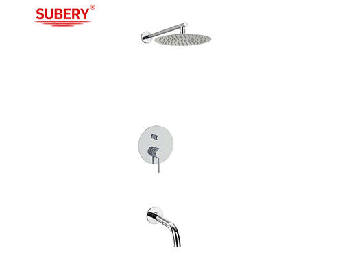 ซ่อนอยู่ในผนัง น้ําอาบน้ํา แคนทองแดงวงจร Knurl Handle โครม OEM ห้องน้ํา