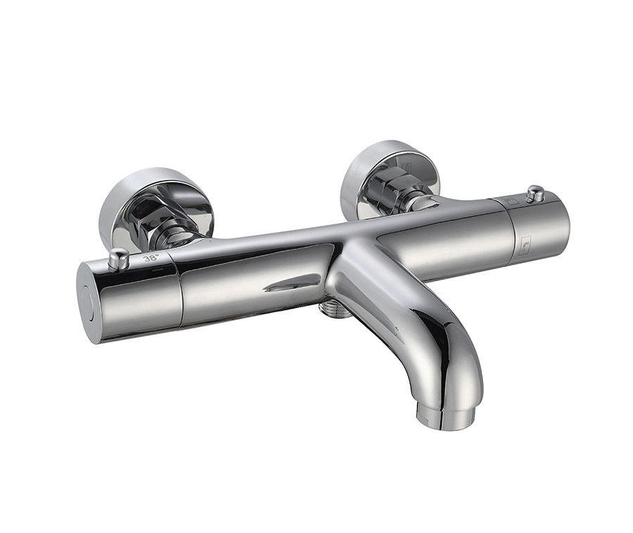 อุณหภูมิ Thermostaic ปรับระบายน้ําหรือน้ําอาบน้ํา Spout Mixer ห้องน้ํา โครม สีทองเหลือง แคน OEM กลม คลาสสิค