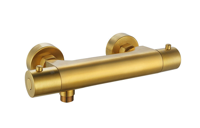 อุณหภูมิ Thermostaic ปรับระบายน้ํา Spout Mixer Brushed สีทองคําทองเหลือง แคลนน้ํา OEM รอบ คลาสสิก