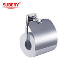 ห้องน้ํา Single Toilet Roll Paper Holder ทองแดง สีโครม OEM ทองแดง สี่เหลี่ยม With Curve Design