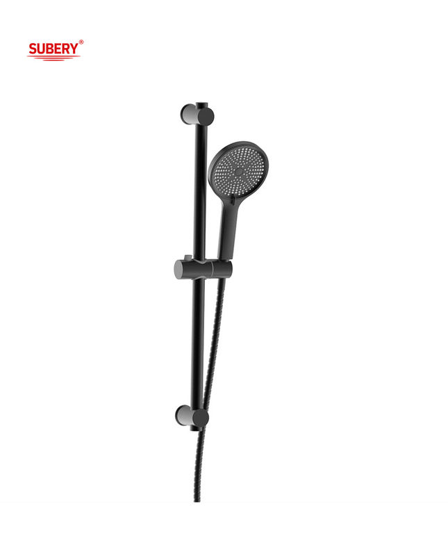ห้องน้ํา แมท สีดํากลม บาร์สไลด์อาบน้ําคลาสสิก SUS304 3 ฟังก์ชัน ABS สายชลประทานมือพลาสติก